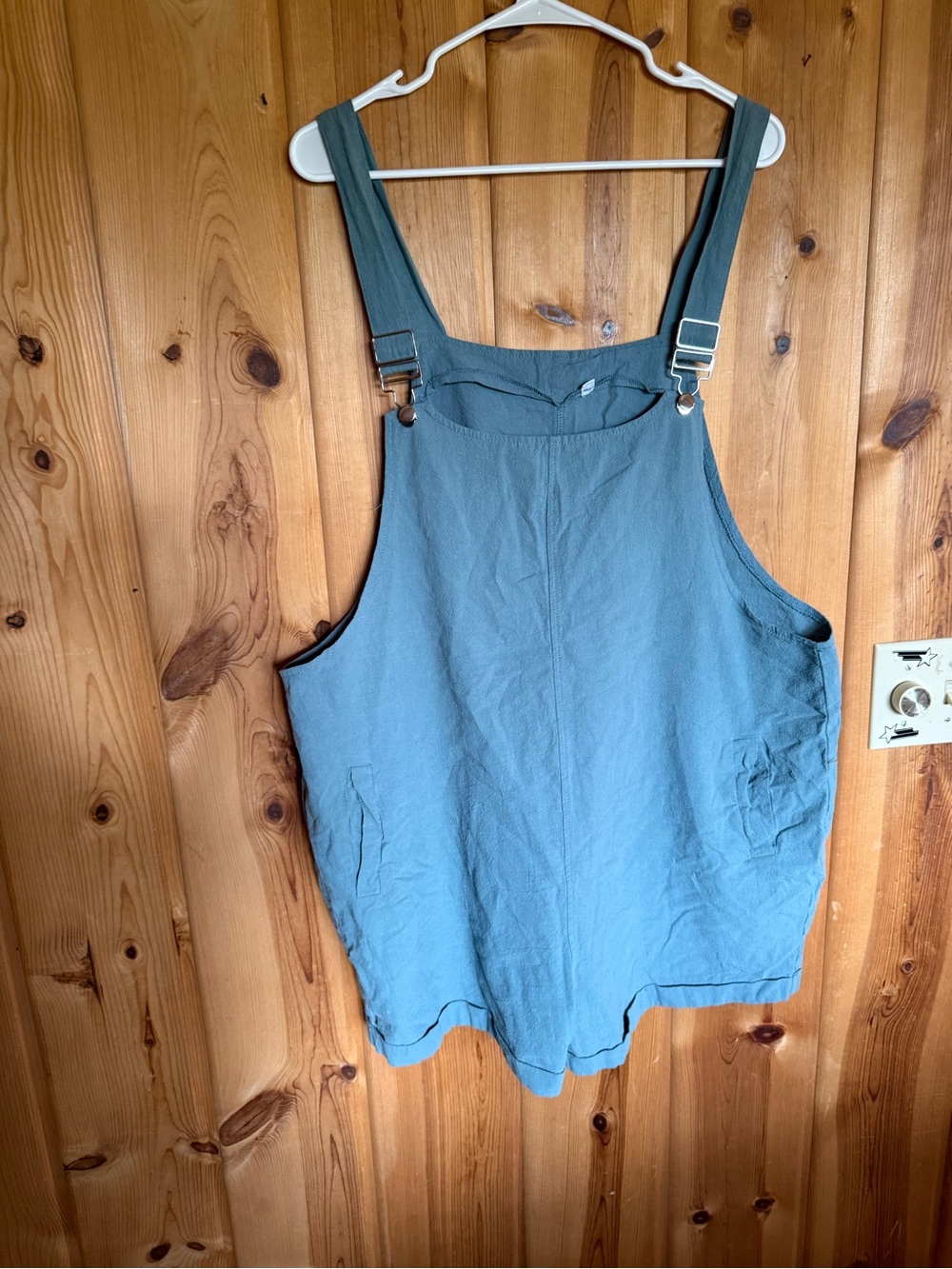 Casual Blue Linen Overalls Romper